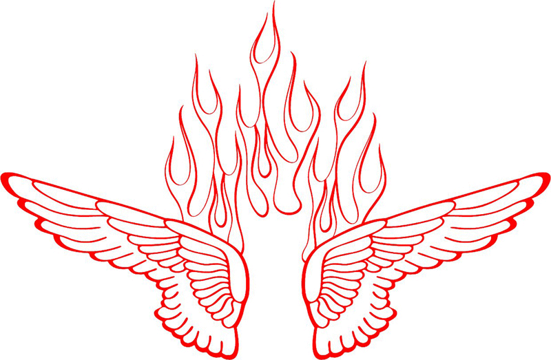 WING_08 Flames with Wings Graphic Flame Decal