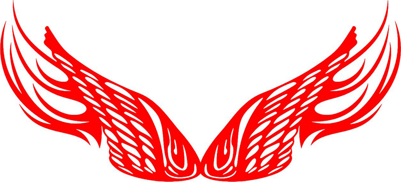 WING_09 Flames with Wings Graphic Flame Decal