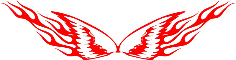 WING_10 Flames with Wings Graphic Flame Decal
