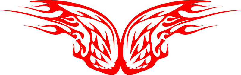WING_16 Flames with Wings Graphic Flame Decal