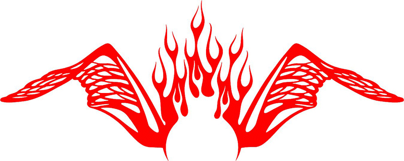 WING_18 Flames with Wings Graphic Flame Decal