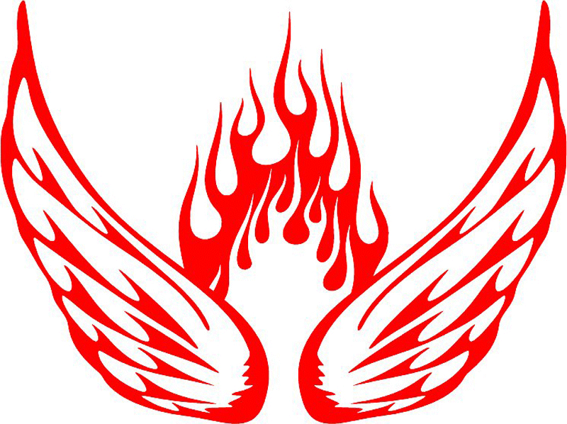 WING_33 Flames with Wings Graphic Flame Decal