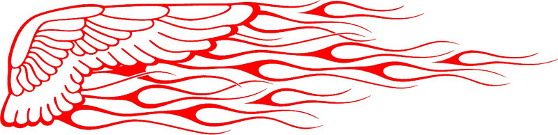 WING_34 Flames with Wings Graphic Flame Decal